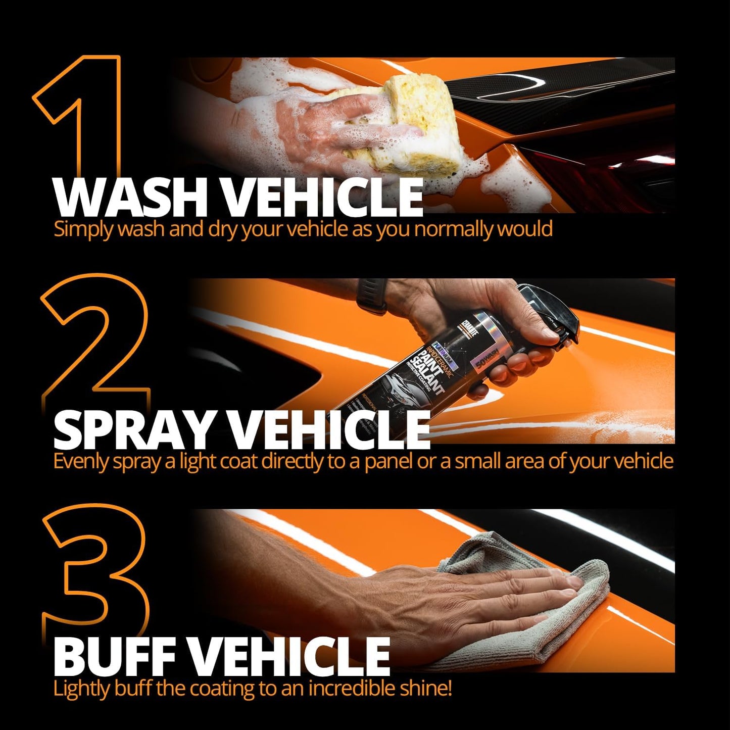 Platinum Rapid Ceramic Paint Sealant Spray - 14 oz. - 50 Wash Rating - Maximum Gloss & Shine – Extremely Hydrophobic – Unmatched Slickness - Ceramic Spray Coating.